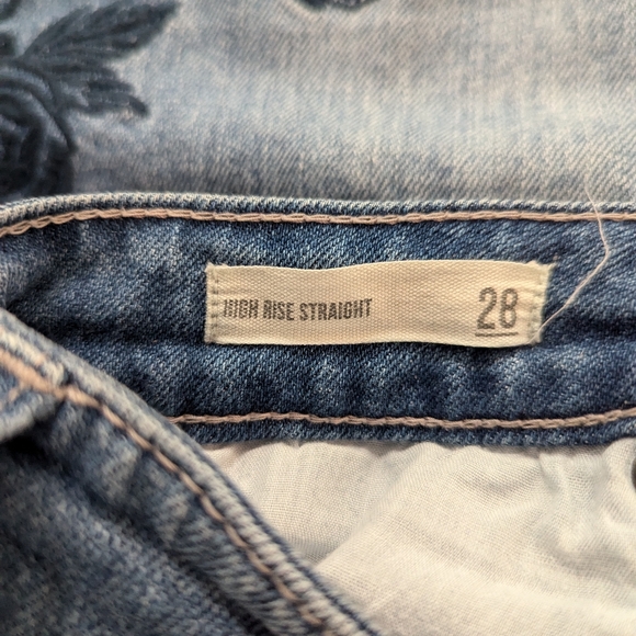 Harper Heritage Womens Blue Jeans Embroidered Floral High Rise Straight - Picture 6 of 10